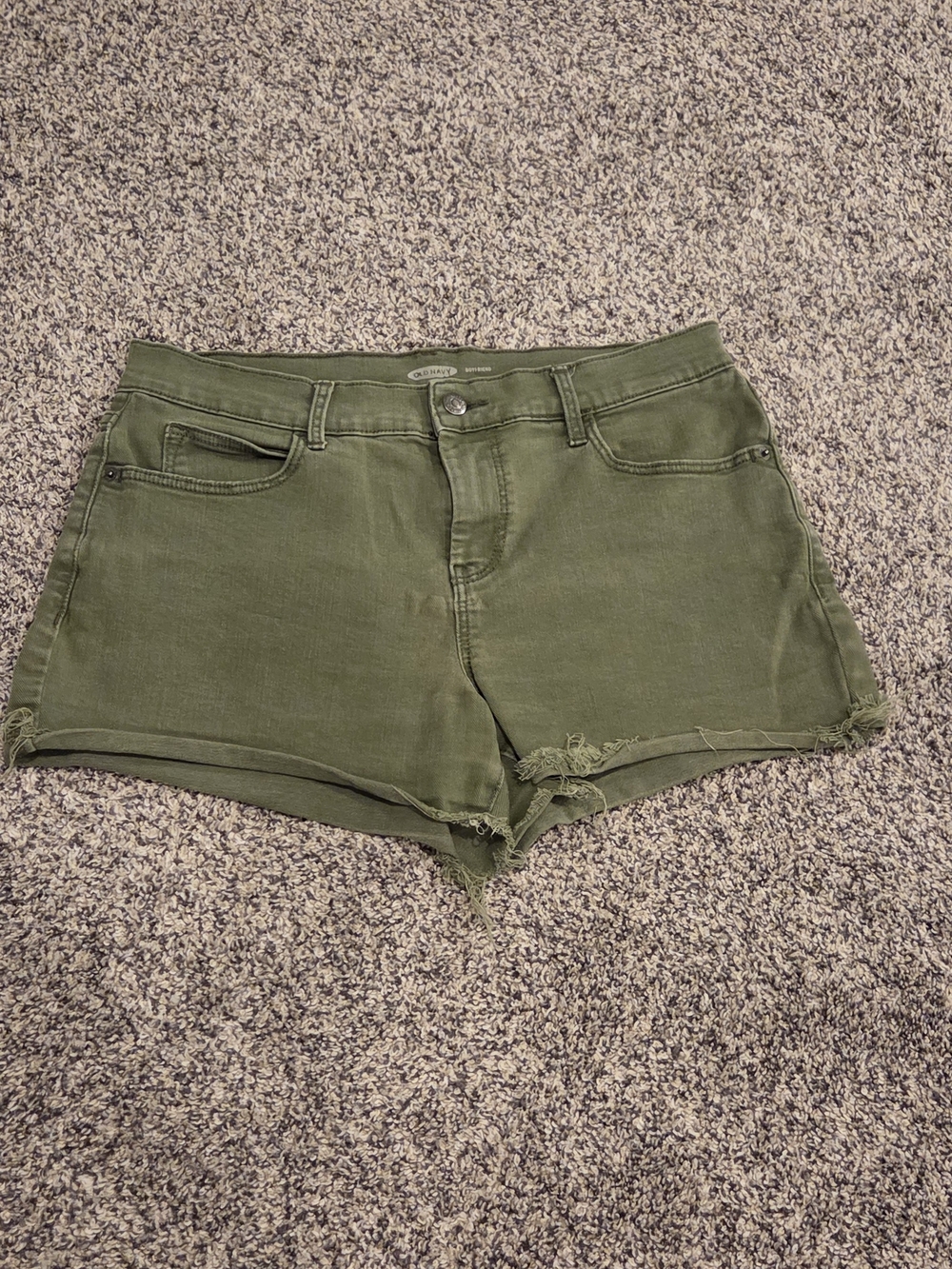 Old Navy Olive Green Denim Cutoff Shorts